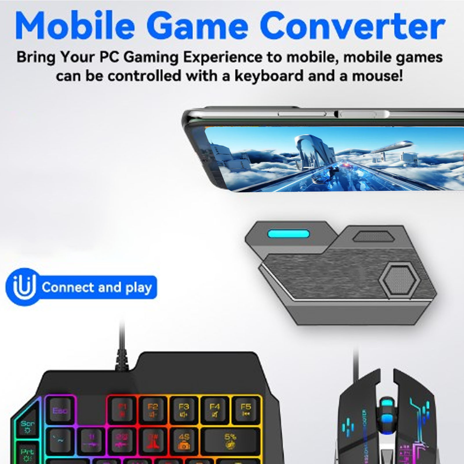 Gaming Keyboard Mouse Combo - Pacote combinado de jogos para celular,