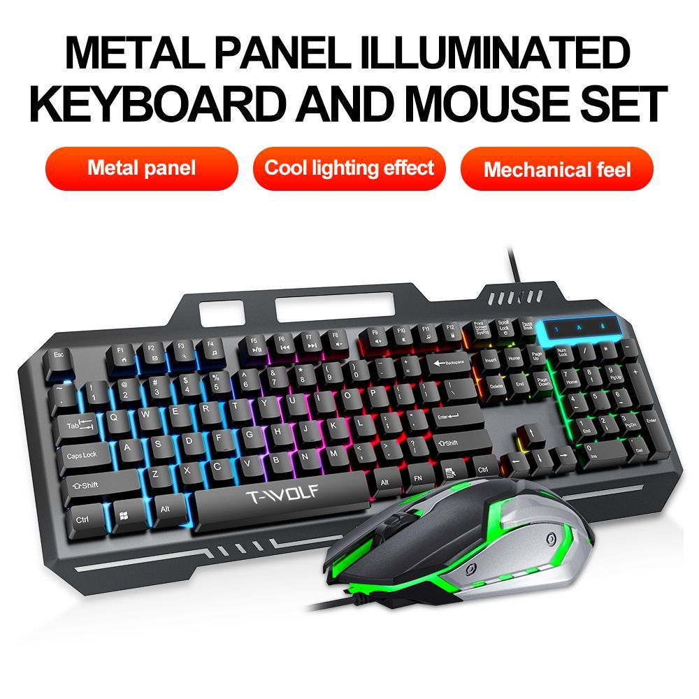 Gaming Keyboard Mouse Combo - T WOLF TF600 Teclado para jogos