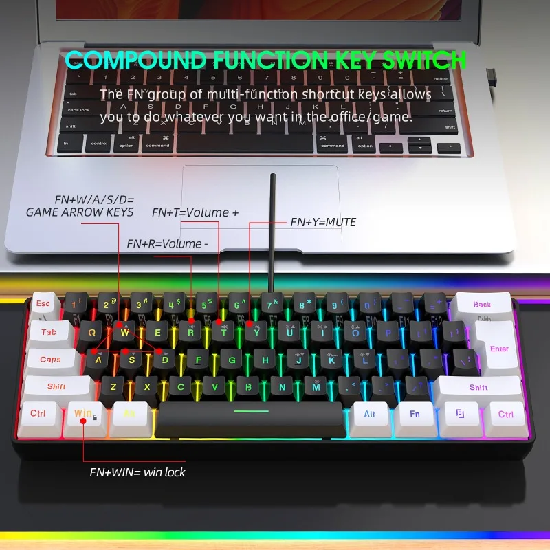 Kit de Teclado e Mouse 60% par - Gaming Keyboard Mouse Combo avaliação e preço