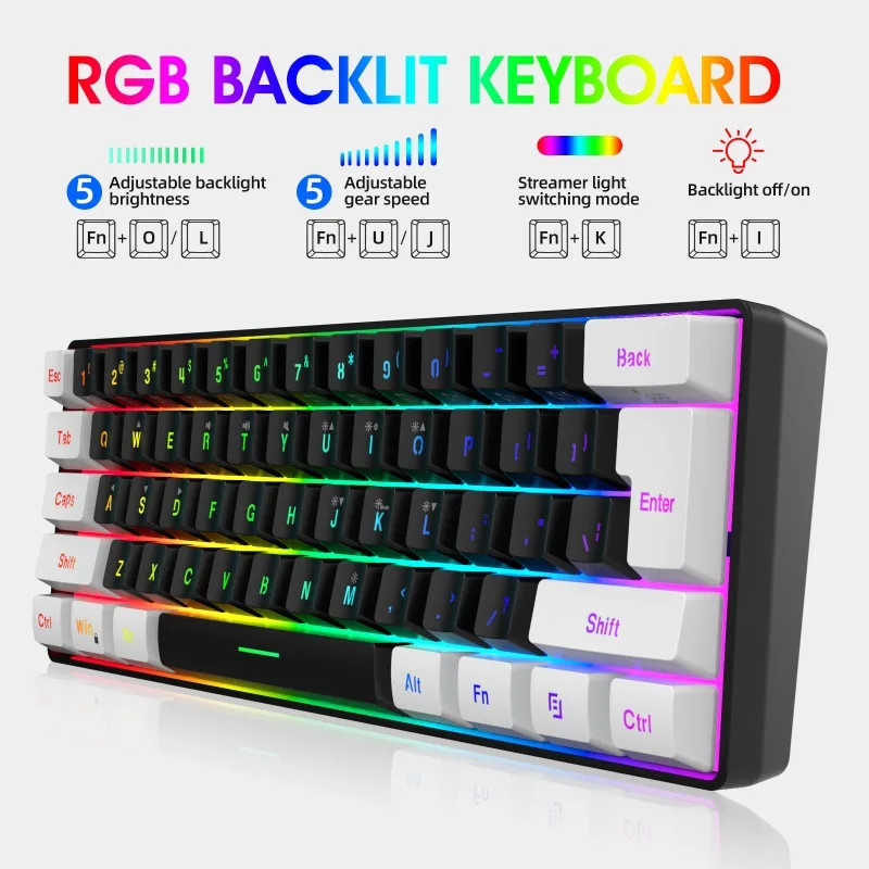Kit de Teclado e Mouse 60% par - Gaming Keyboard Mouse Combo avaliação e preço