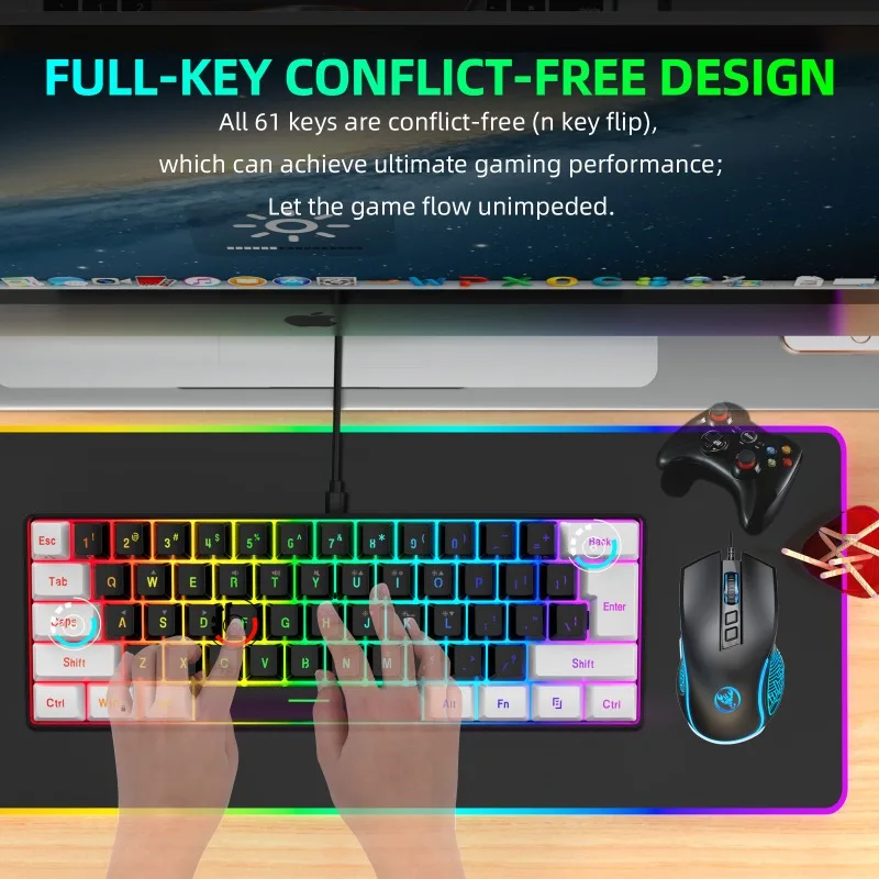 Kit de Teclado e Mouse 60% par - Gaming Keyboard Mouse Combo avaliação e preço