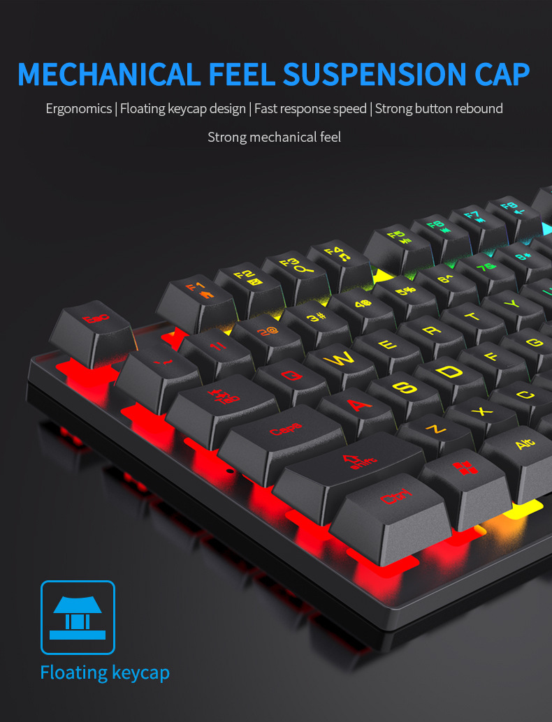 Teclado mecânico retroiluminad - Keyboard Mouse Bundle Gaming avaliação e preço