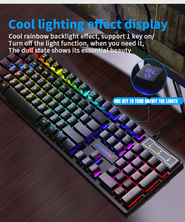 Teclado mecânico retroiluminad - Keyboard Mouse Bundle Gaming avaliação e preço