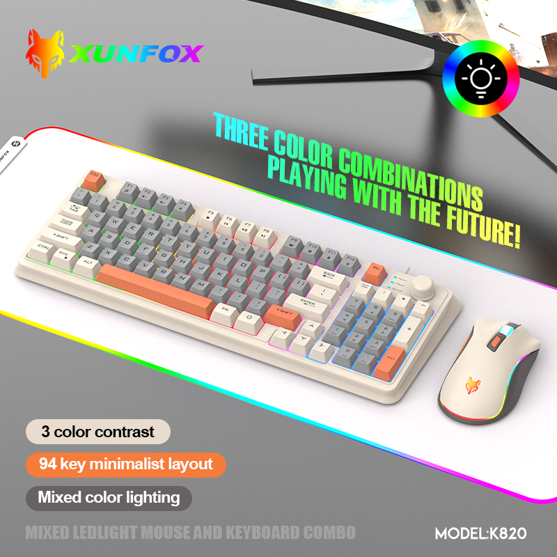 K820 USB com fio jogo teclado  - Gaming Keyboard Mouse Wireless avaliação e preço